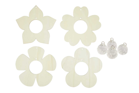 material Kit flores atrapasol de madera - 4 unidads - Suspensiones decorativas de madera – 10doigts.fr