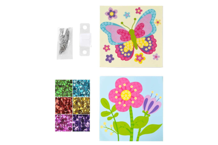Cuadros lentejuelas flor y mariposa  - Kits listos para usar – 10doigts.fr