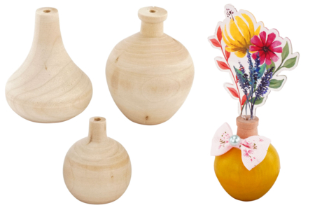 Mini Wooden Vases + Bouquets - 3 Pieces - 5 - Vases and Soliflores to Decorate - 10doigts.com - Vases and Soliflores to Decorate – 10doigts.fr