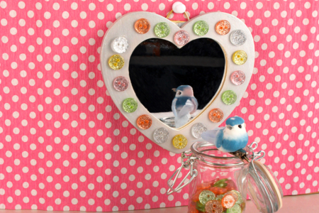 espejo corazón pájaro - Espejos para decorar – 10doigts.fr