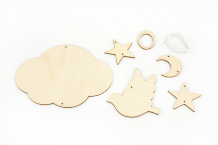 Wooden Sky Mobile to Assemble - 2 - Wooden Decorative Suspensions - 10doigts.com - Wooden Decorative Suspensions – 10doigts.fr