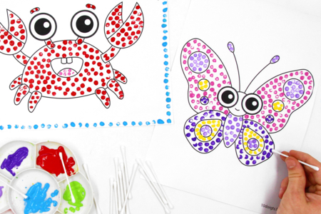 Plantilla imprimible pintura con hisopo de algodón - Actividades manuales de pintura: creaciones para todas las edades y todos los deseos – 10doigts.fr
