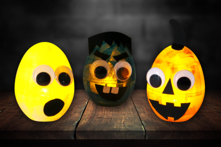 monstruos halloween luminosos calabaza fantasma niños manualidades - Actividades manuales Halloween – 10doigts.fr