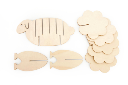 Oveja 5 posavasos a ensamblar - Objetos de madera para la cocina – 10doigts.fr