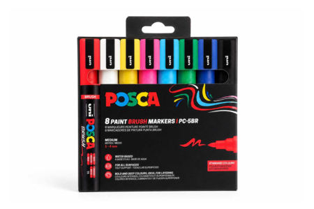 New POSCA Brush – Set of 8 Brush Markers - POSCA Markers – 10doigts.fr
