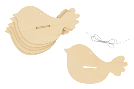 Wooden Bird Hangings - 6 Pieces - 4 - Wooden Decorative Suspensions - 10doigts.com - Wooden Decorative Suspensions – 10doigts.fr