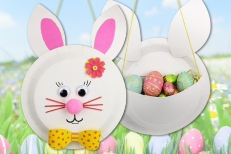 Cesta de conejo de Pascua con platos de cartón - Actividades manuales DIY Pascua – 10doigts.fr