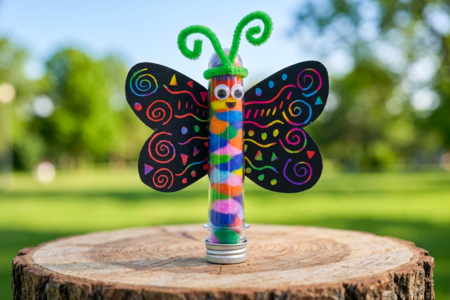 mariposa pompones y tarjeta para raspar niños DIY - Actividades manuales animales: nuestras ideas creativas para los niños – 10doigts.fr