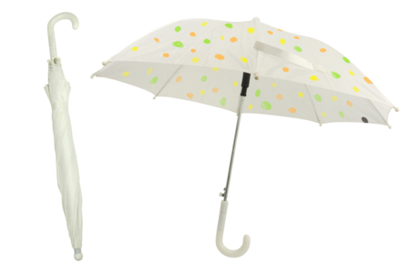White Decoratable Umbrella - Child Size - 1 - Opaque Plastic - 10doigts.com - Opaque Plastic – 10doigts.fr
