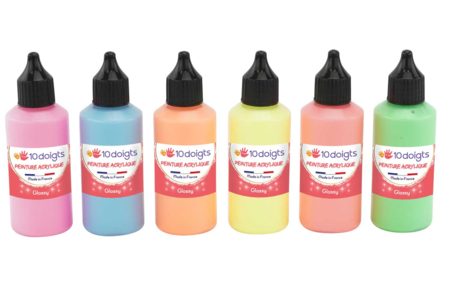 Fluorescent Acrylic Paint, 60 ml - 6 Colors - 1 - 10doigts Acrylic Paint - 10doigts.com - 10doigts Acrylic Paint – 10doigts.fr