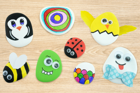 pintura de piedras para niños - Piedras y conchas – 10doigts.fr