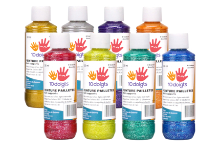 Glitter Gouache 10doigts, 250 ml - 8 colors - 1 - Gouache Paint 10doigts - 10doigts.com - Gouache paint 10doigts: professional quality for children – 10doigts.fr
