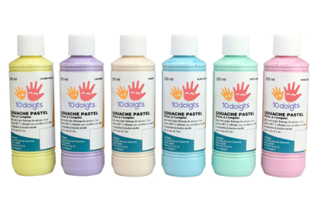 10doigts Pastel Gouache, 250 ml - 6 Colors - 1 - Gouache Paint 10doigts - 10doigts.com - Gouache paint 10doigts: professional quality for children – 10doigts.fr