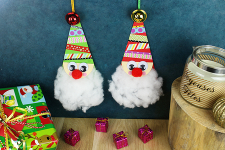 Cute Hanging Santa Claus - 1 - Funny Characters Craft Activities: Inventing Faces and Stories - 10doigts.com - Funny Characters Craft Activities: Inventing Faces and Stories – 10doigts.fr