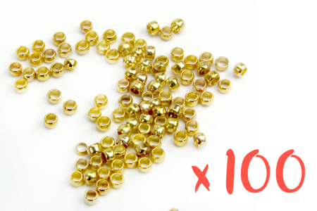 Gold Crush Beads - 100 Pieces - 2 - Crimp Beads - 10doigts.com - Crimp Beads – 10doigts.fr