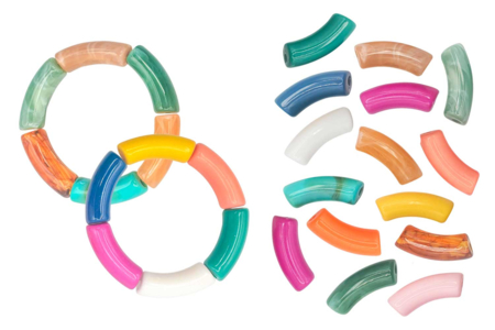 Curved Acrylic Beads Tube - 15 pcs - 1 - Acrylic Beads - 10doigts.com - Acrylic Beads – 10doigts.fr