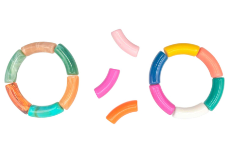 Curved Acrylic Beads Tube - 15 pcs - 2 - Acrylic Beads - 10doigts.com - Acrylic Beads – 10doigts.fr