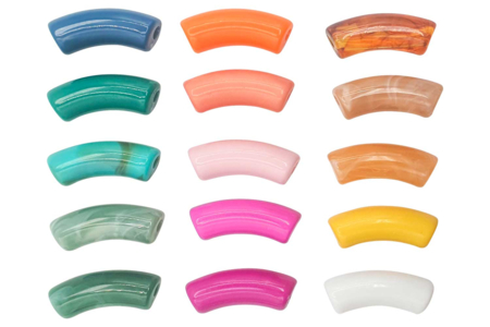Curved Acrylic Beads Tube - 15 pcs - 3 - Acrylic Beads - 10doigts.com - Acrylic Beads – 10doigts.fr