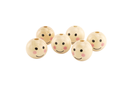Wooden Face Beads - 6 Pieces - 1 - Wood Beads - 10doigts.com - Wood Beads – 10doigts.fr