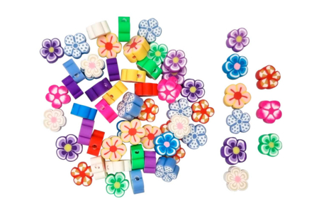 Fancy Flower Beads - 60 pcs - 1 - Polymer Clay Beads - 10doigts.com - Polymer Clay Beads – 10doigts.fr