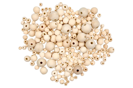 Abalorios redondos de madera, 0,8 a 2,3 cm x 385 pcs - Abalorios Madera – 10doigts.fr