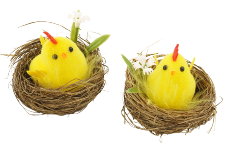 Little Chickens on Straw Nests - 2 pcs - 2 - Easter Decorative Accessories - 10doigts.com - Easter Decorative Accessories – 10doigts.fr