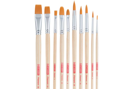 Long-handled polyester brushes - 10 pieces - Brushes and brushes for acrylic painting – 10doigts.fr