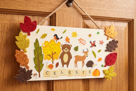 placa de puerta niños DIY otoño - Actividades manuales Otoño – 10doigts.fr