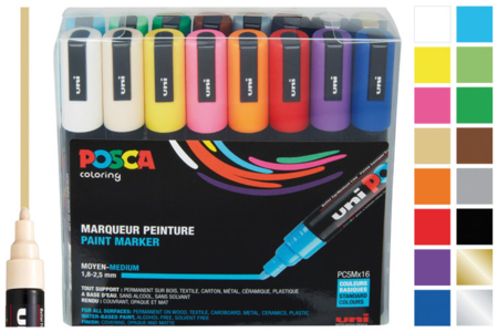 POSCA Markers Medium Tips - 16 Colors - 1 - POSCA Markers - 10doigts.com - POSCA Markers – 10doigts.fr