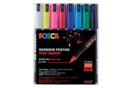 Pouch of 8 extra-fine tip markers, assorted colors - Fine Tip Markers – 10doigts.fr