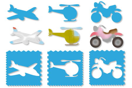 Pochoirs 10 DOIGTS 3 en 1 : VEHICULES - Transport and Profession Stencils – 10doigts.fr