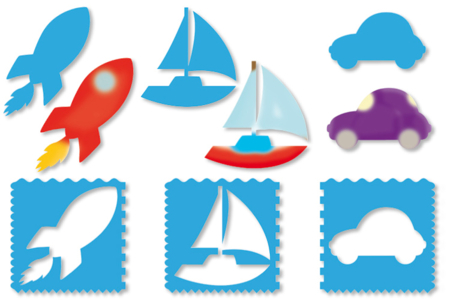 Pochoirs 10 DOIGTS 3 en 1 : VEHICULES - Transport and Profession Stencils – 10doigts.fr