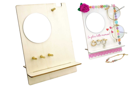 Wooden Jewelry Holder with Mirror - 4 - Jewelry Boxes and Holders - 10doigts.com - Jewelry boxes and displays: the perfect case for your creations – 10doigts.fr