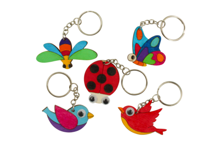 Wooden Keychains "Spring" - 5 Pieces - 3 - Keychains - 10doigts.com - Keychains – 10doigts.fr