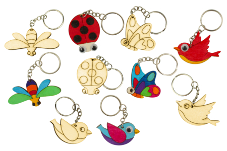 Wood Animal Keychains - 5 Pieces - 2 - Keychains - 10doigts.com - Keychains – 10doigts.fr