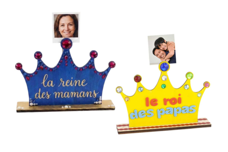 Porte-photo couronne en bois papa et maman - Wooden Shapes – 10doigts.fr
