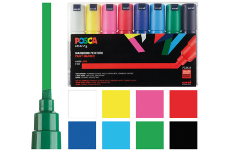 POSCA Markers Wide Tips - 8 Colors - 1 - Broad Tip Markers - 10doigts.com - Broad Tip Markers – 10doigts.fr