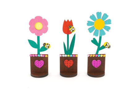 Wooden Flowers and Pots Decoration - 6 Pieces - 4 - Home Decor - 10doigts.com - Home Decor – 10doigts.fr