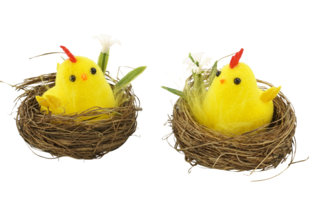 Little Chickens on Straw Nests - 2 pcs - 1 - Easter Decorative Accessories - 10doigts.com - Easter Decorative Accessories – 10doigts.fr