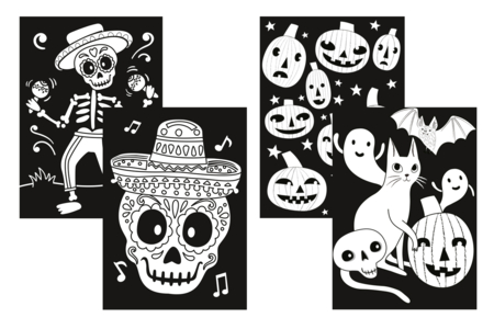 PROMO : Coloridos de terciopelo de Halloween (calabazas + Esqueletos) - Kits creativos de Halloween – 10doigts.fr