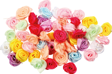 Satin Roses - 50 Pieces - 1 - Flower and Heart Embellishments - 10doigts.com - Flower and Heart Embellishments – 10doigts.fr