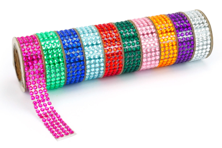 Adhesive Rhinestone Strips, 10 Colors - 50 x 1.4 cm - 1 - Sticker rhinestones - 10doigts.com - Sticker rhinestones – 10doigts.fr