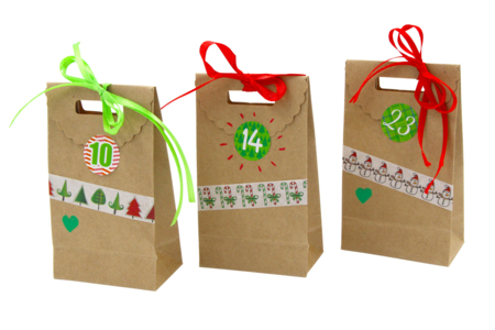 sac calendrier de l'avent kraft - Alphabet Stickers, Messages – 10doigts.fr