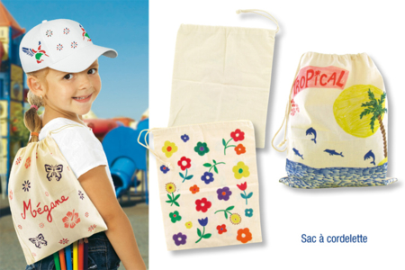 Bolsa de algodón con cordón 25 x 35 cm - Plantillas adhesivas – 10doigts.fr