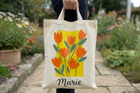 bolsa de compras pintura textil - Algodón, lino - Textiles – 10doigts.fr