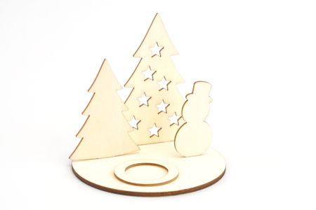 escena candelabro madera muñeco de nieve - Candelabros de madera – 10doigts.fr
