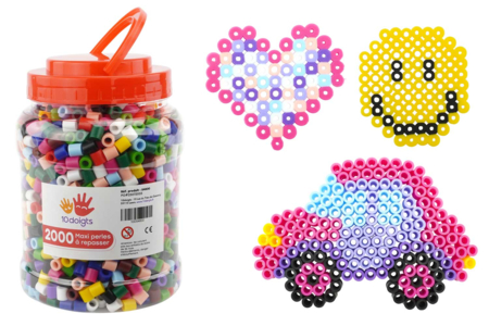 XXL Ironing Beads in Bright Colors - 2000 Beads - 1 - 1 cm Fuse Beads - 10doigts.com - 1 cm Fuse Beads – 10doigts.fr