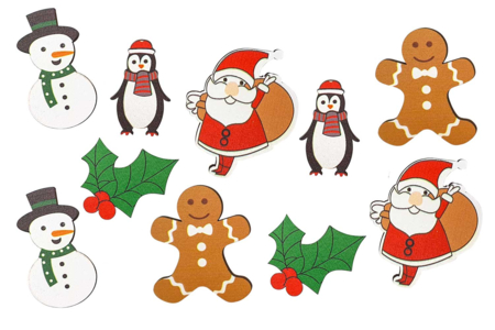 Wooden Christmas Character Shapes - 10 Pieces - 1 - Small Christmas Decorations - 10doigts.com - Small Christmas Decorations – 10doigts.fr