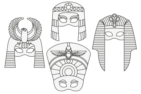 Set de 4 máscaras egipcias para colorear - Máscaras para colorear – 10doigts.fr