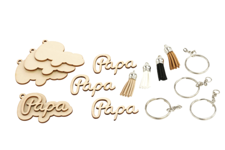 Set de 4 llaveros "papa" - Bisutería y llaveros de madera – 10doigts.fr
